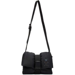 MCQ Black Puffer Buckle Shoulder Bag Quilted Adjustable Strap‎ NWT